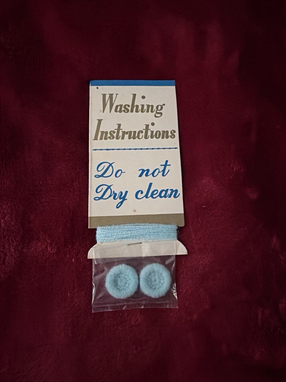 Vintage Blue Knit Covered Buttons Matching Yarn Repair Kit NOS Sewing Notions